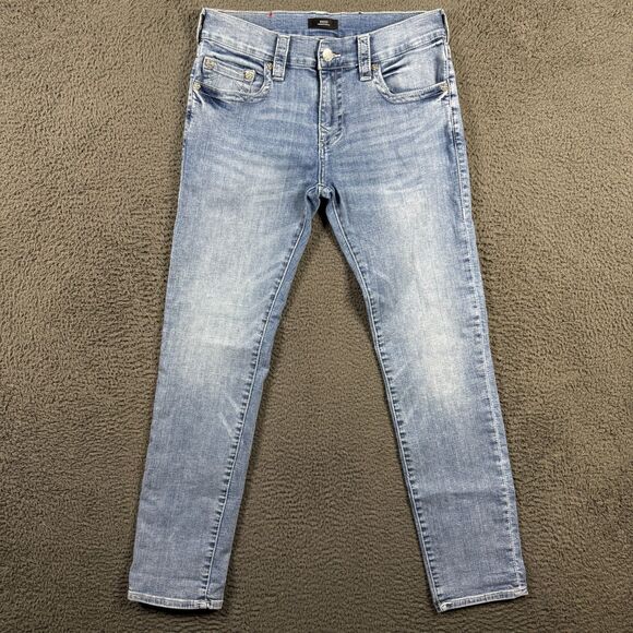 True Religion Jeans Mens 30x32 Blue Rocco Relaxed Skinny Fit Stretch Light Wash - Picture 1 of 16